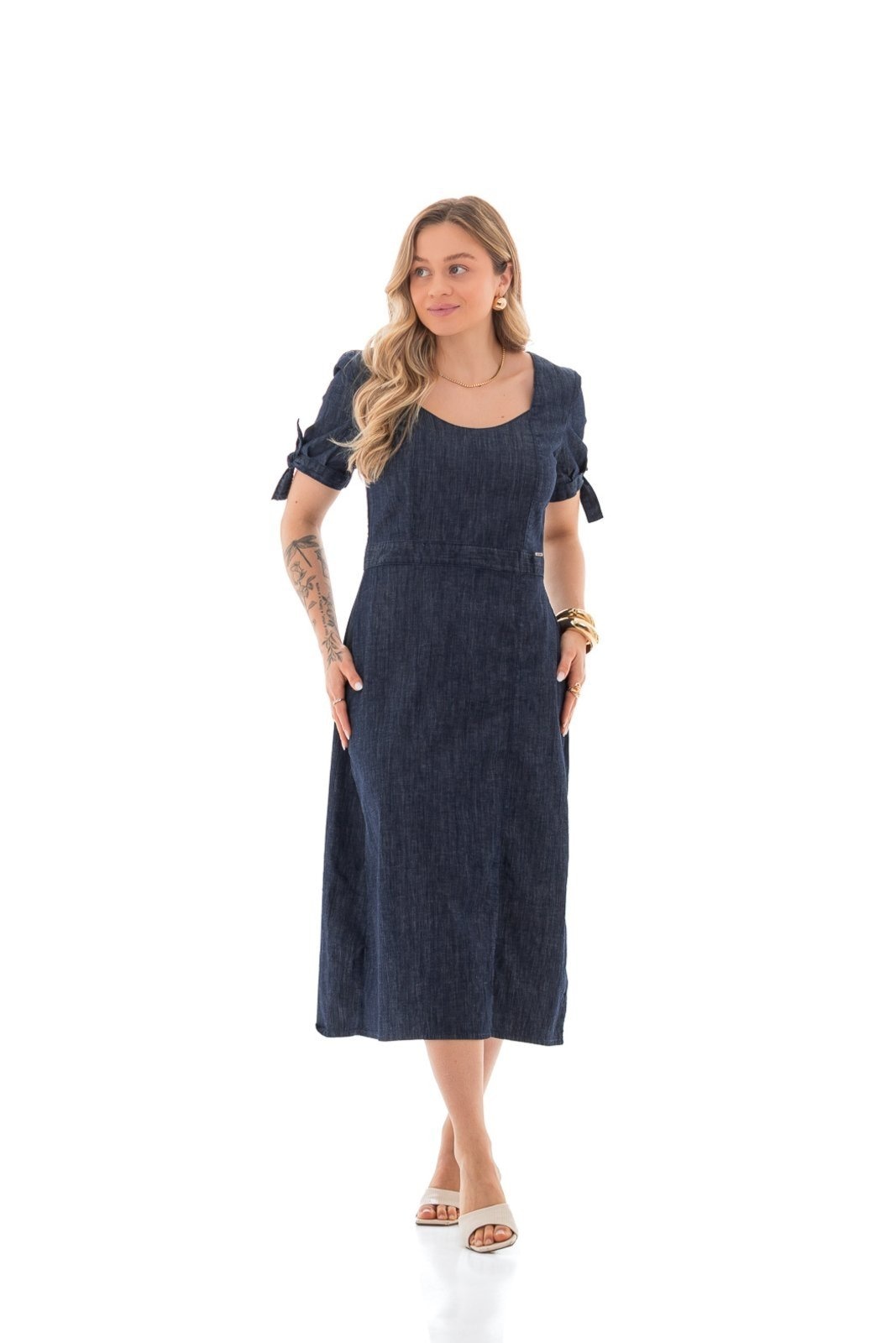 Imagem principal Vestido Feminino Arauto Midi Fenda ARAUTO JEANS azul/azul marinho/jeans