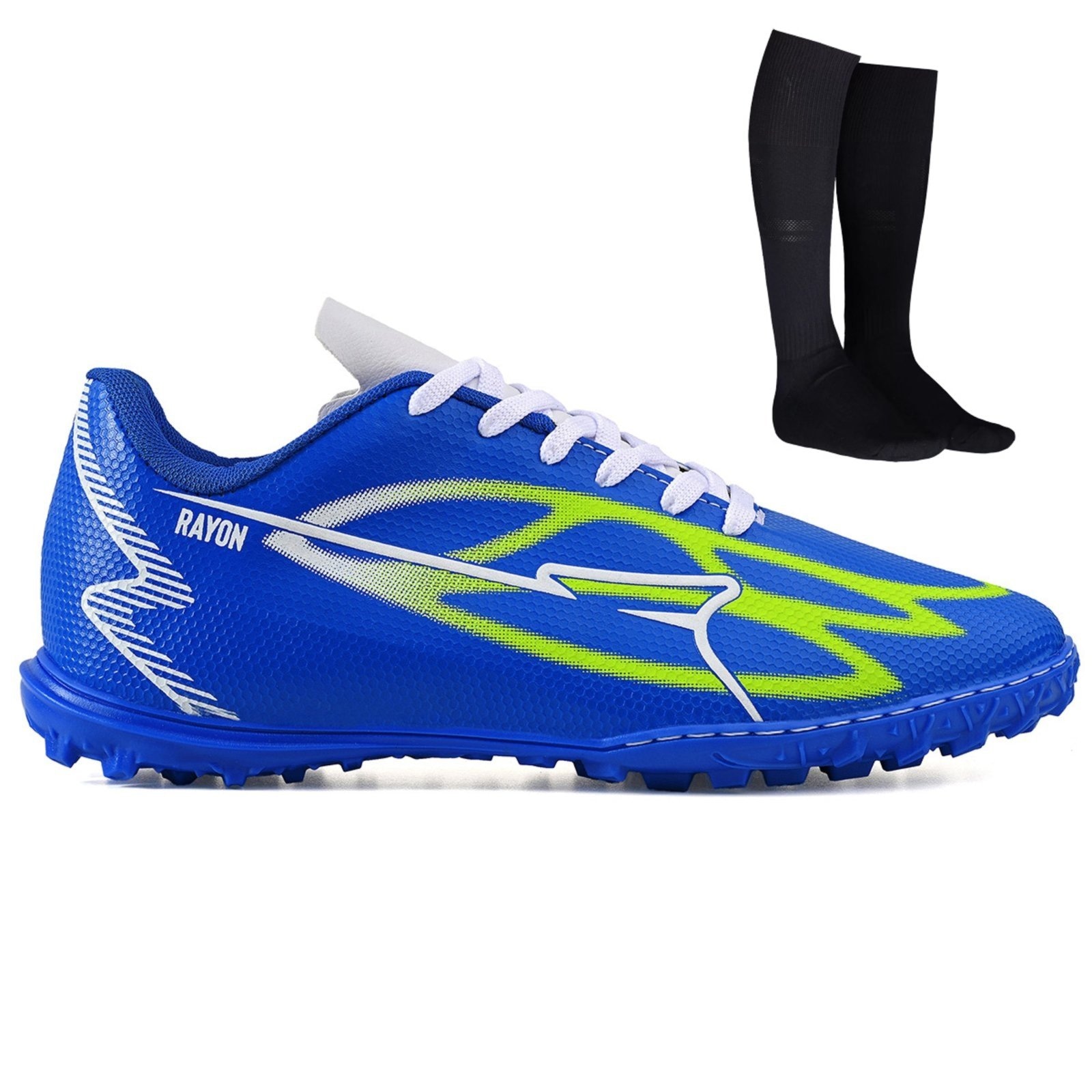 Imagem principal Chuteira de Futebol Society Masculina Para Grama Sintetica Material Sintetico + Meião CALCADOS LGHT LIGHT azul