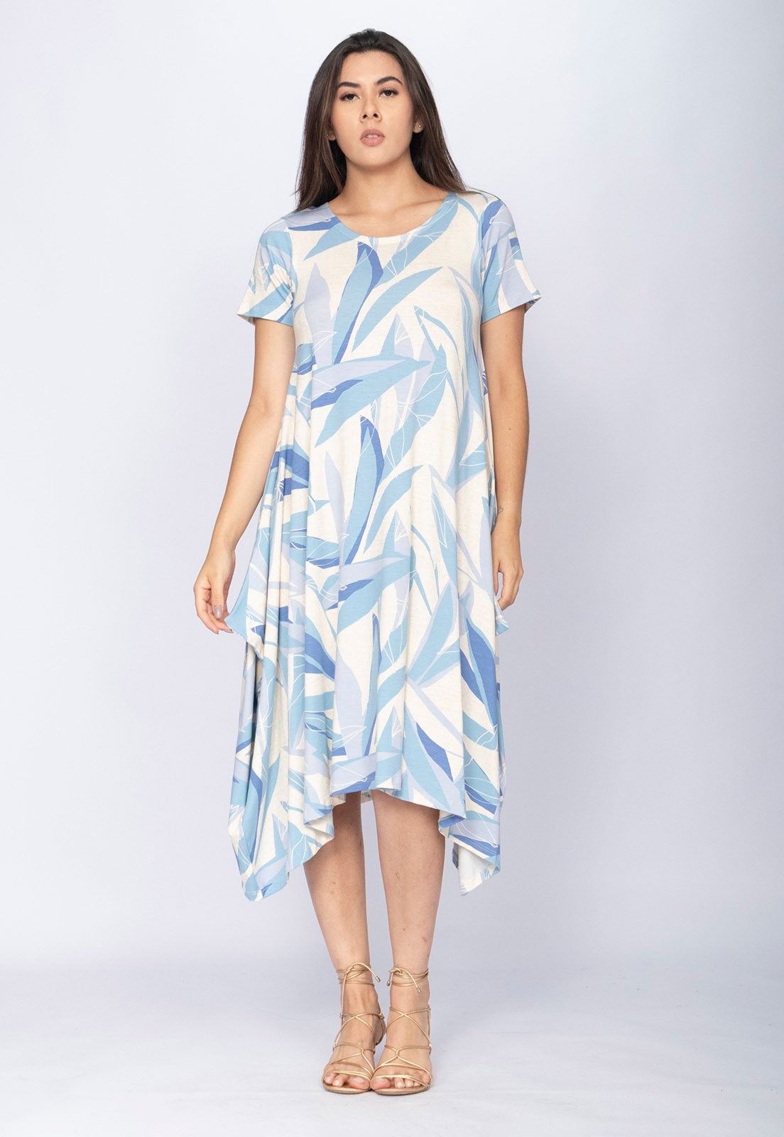 Imagem principal Vestido CabanaFree Saruel Malha Manga Curta Estampa Selvagem Blue Cabanafree azul/estampado blue