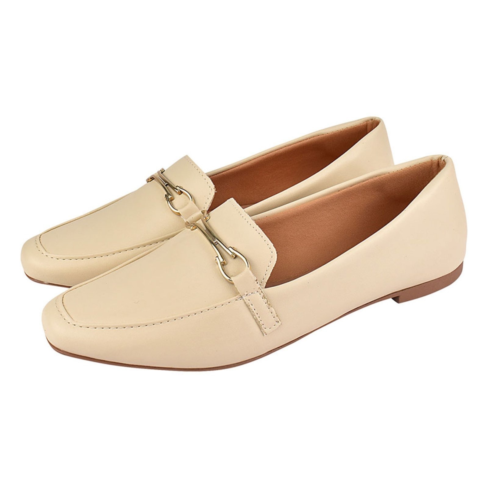 Imagem principal Sapato Feminino Mocassim CM Calçados Bico Quadrado Confort Sapatilha Off White Monte Shoes off-white white