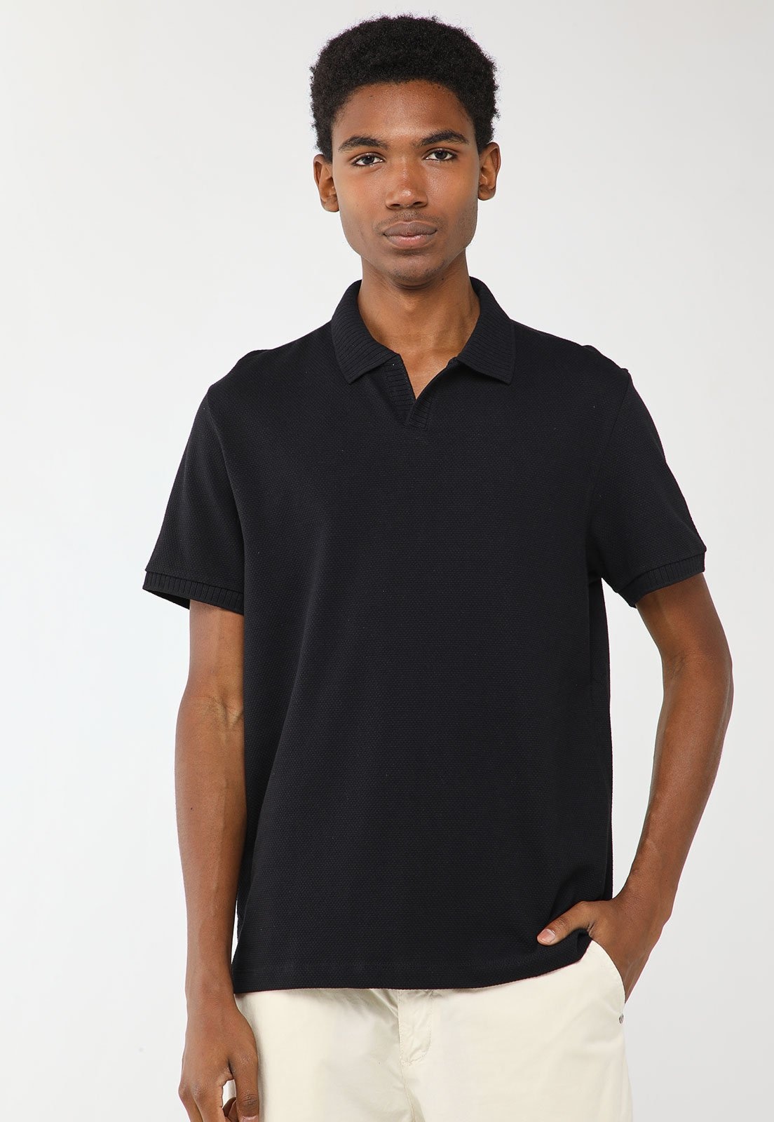 Imagem principal Camisa Polo Masculina Hering Piquê Preta Hering preto