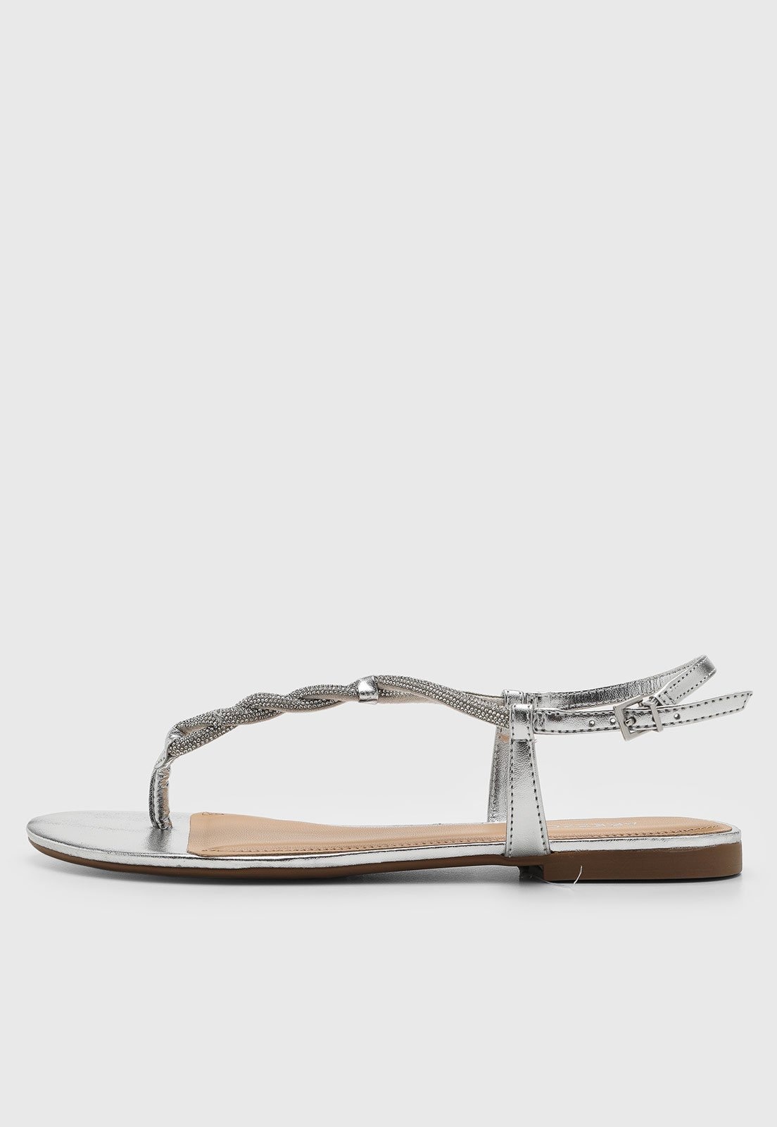 Imagem principal Rasteira Feminina Arezzo Fechada Tiras Prateada Arezzo prata