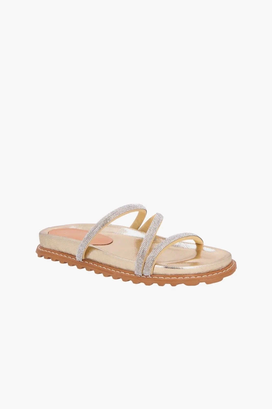 Imagem principal Papete Luiza Barcelos De Tiras Finas Em Couro Com Aplicação De Cristais Luiza Barcelos dourado