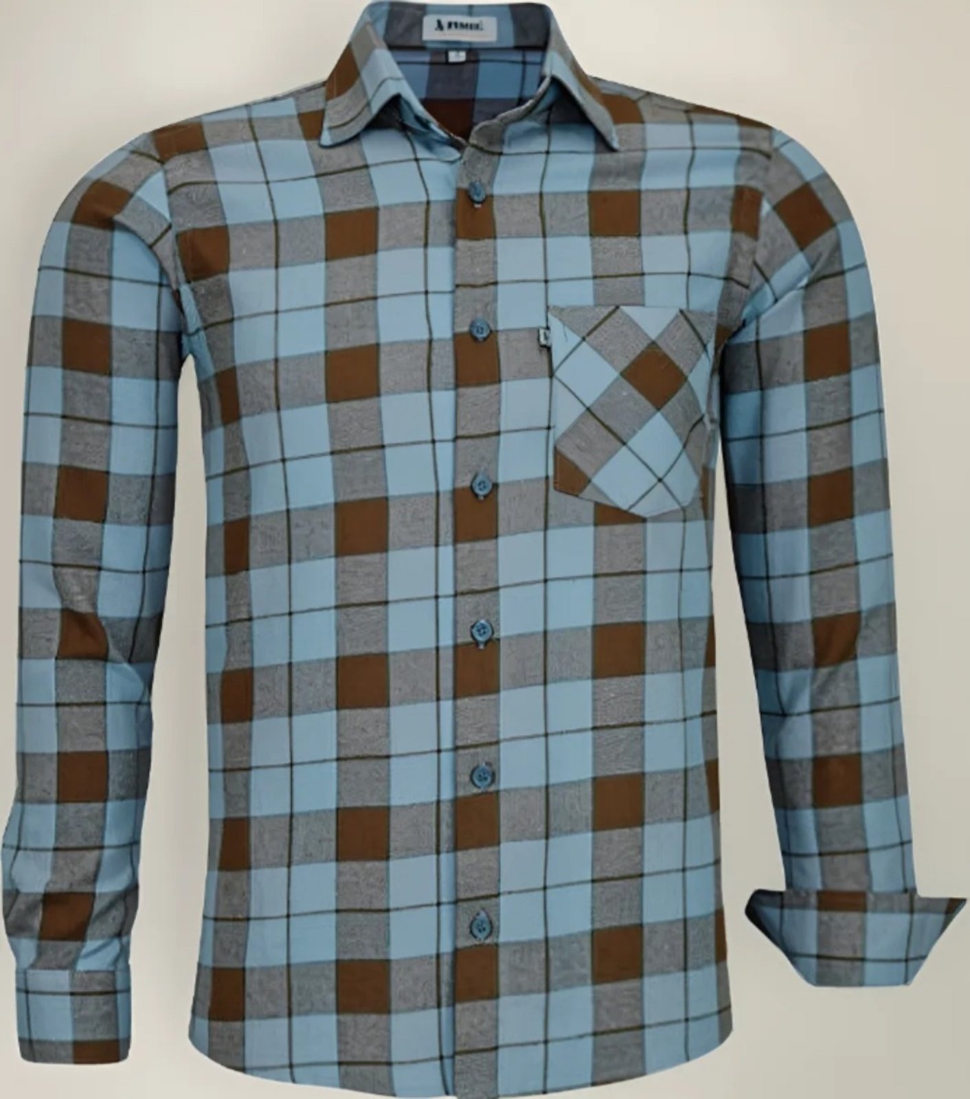 Imagem principal Camisa Flanela Amil Xadrez Comfort Com bolso Manga longa Luxo Cor07 Amil azul