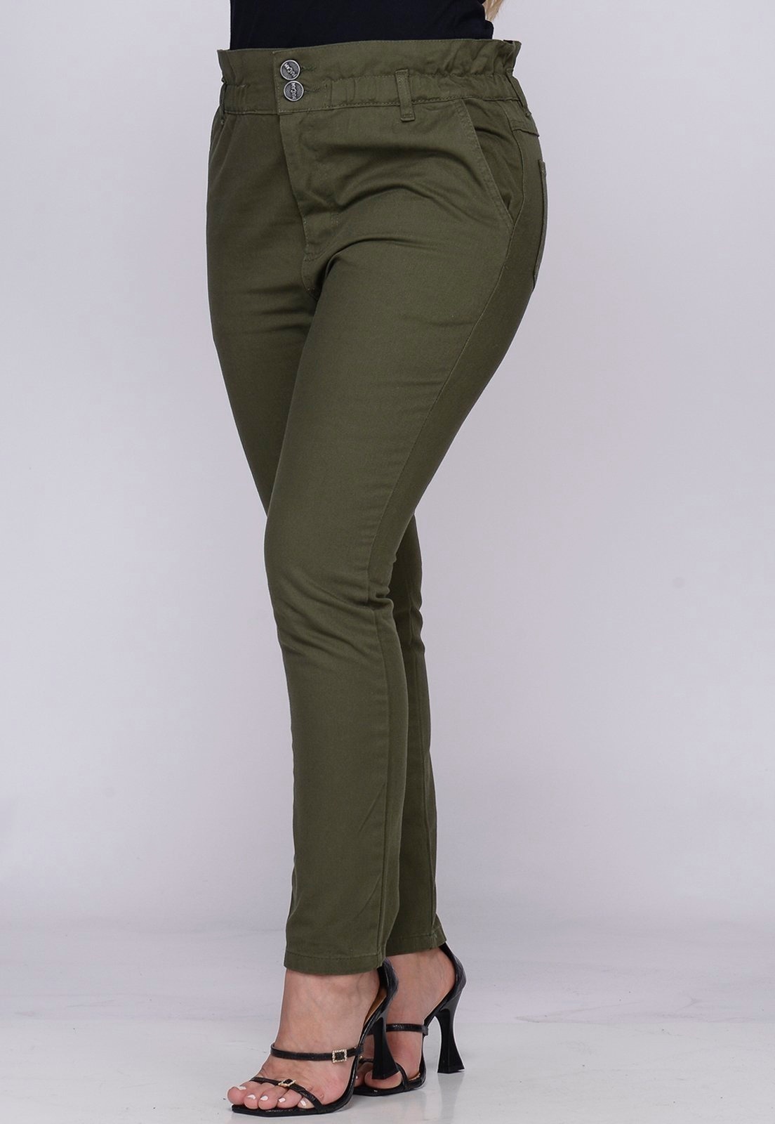 Imagem principal Calça Clochard de Sarja Feminina Cintura Alta 7921 Macaw verde/verde militar/verde oliva verde