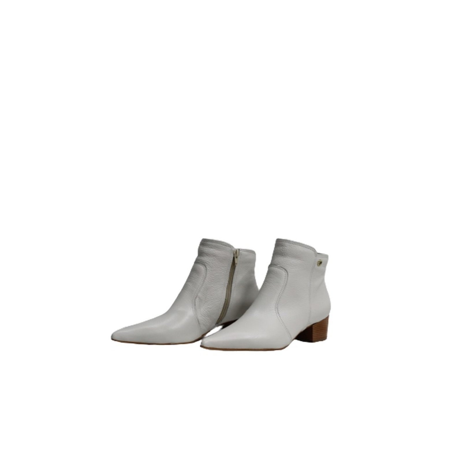 Imagem principal Bota Feminina Bico Fino Cano Curto Couro Salto 4 CM Off White Spinelli branco white