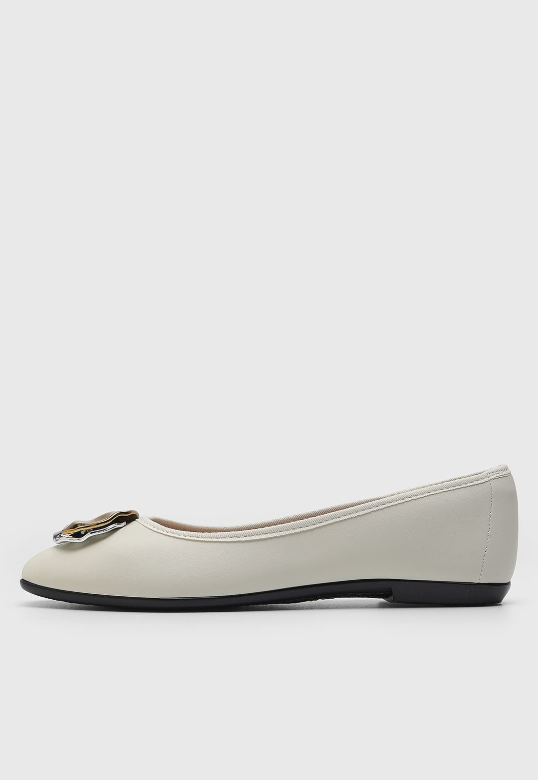 Imagem principal Sapatilha Feminina Moleca Ponta Redonda Aplique Metálico Branca MOLECA branco