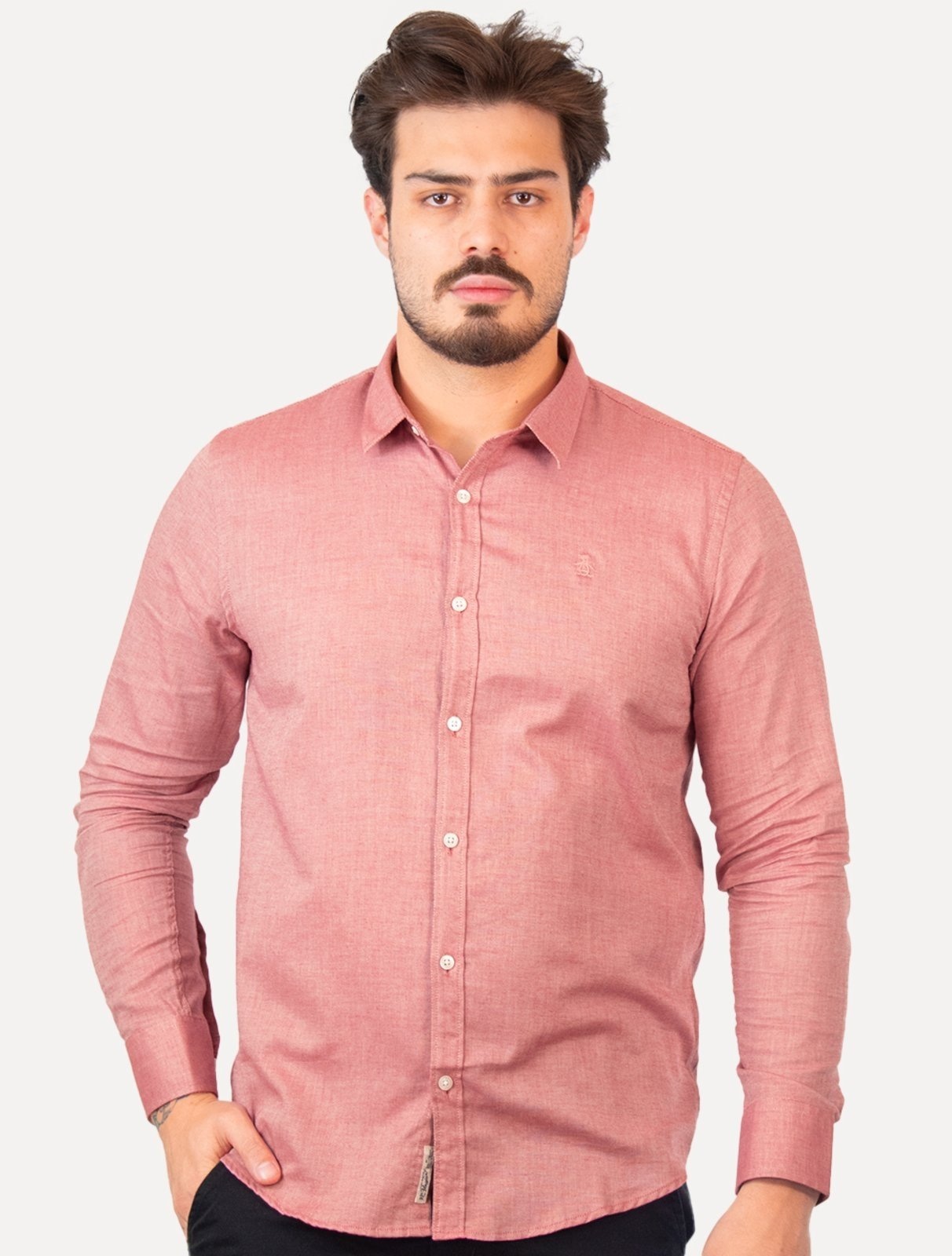 Imagem principal Camisa Original Penguin Masculina Regular Oxford Mescla Original Penguin vermelho
