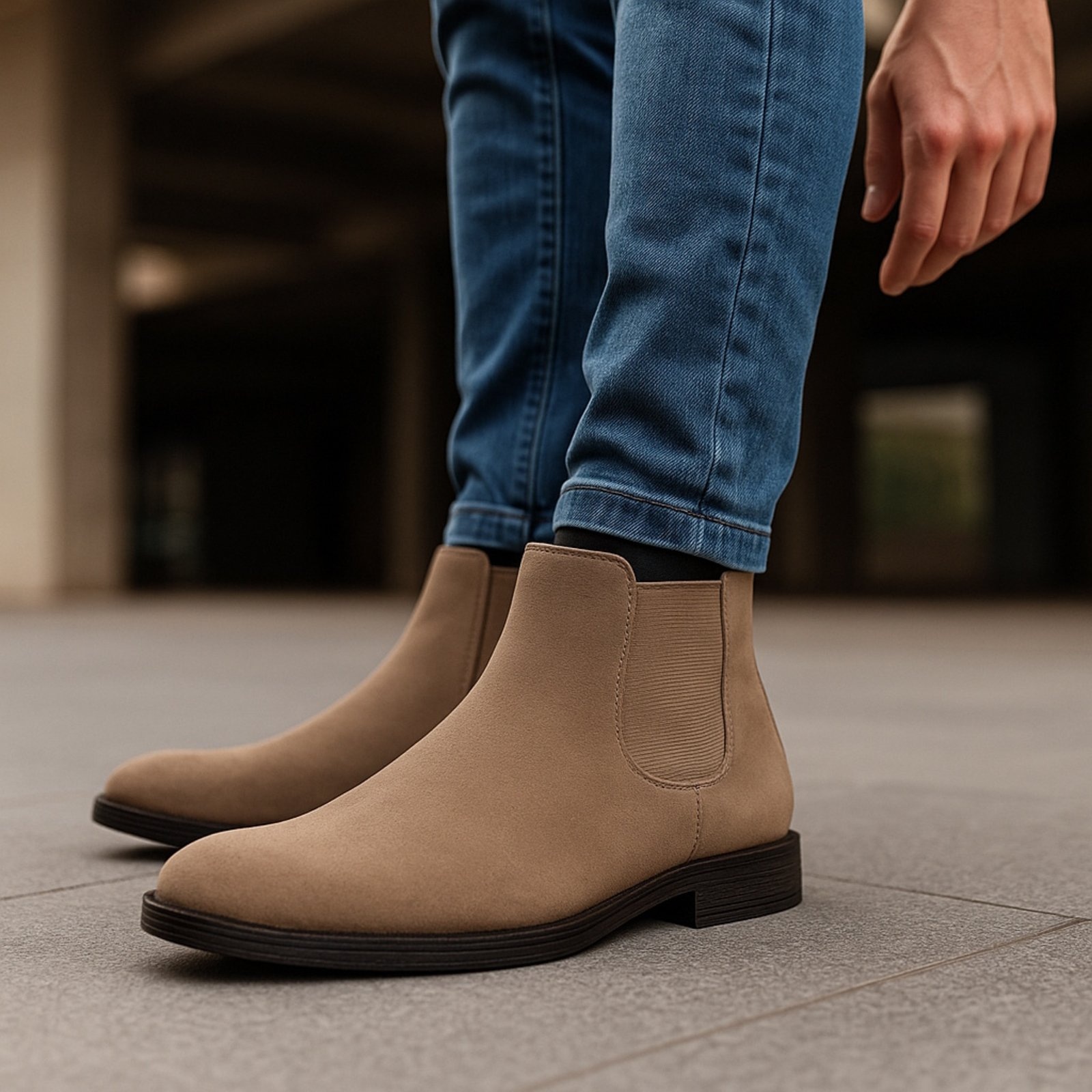 Imagem principal Botina Bota Chelsea Masculina Country Rodeio Confortavel Camurça Areia Bia Ramos bege