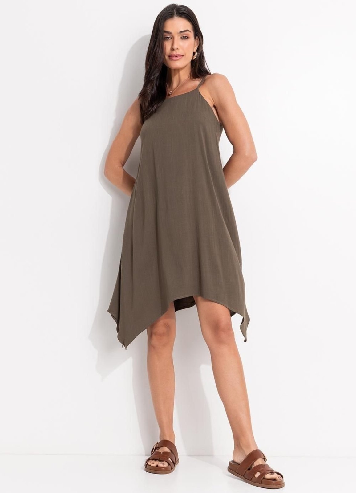 Imagem principal Vestido Em Viscose Slub Prime Quintess Oliva Quintess verde