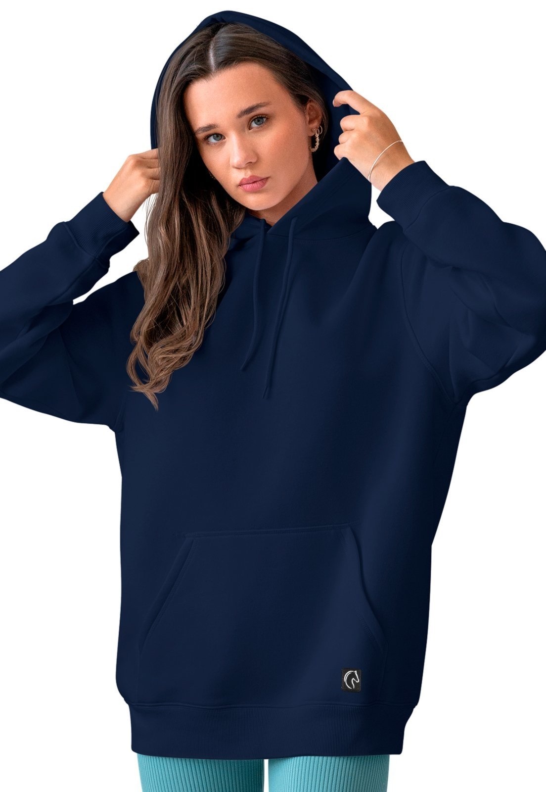 Imagem principal Blusa De Frio Feminina W2 Moletom Liso Com Capuz e Bolso Canguru Felpado Marinho W2 STORE azul/azul marinho/bege/branco/cinza/preto/rosa azul