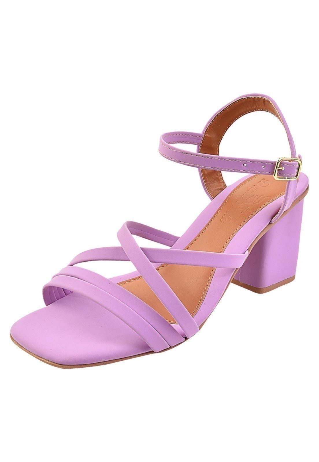 Imagem principal Sandália Salto Bloco Quadrado Donna Santa Tiras Finas Cruzadas Lilás Donna Santa roxo