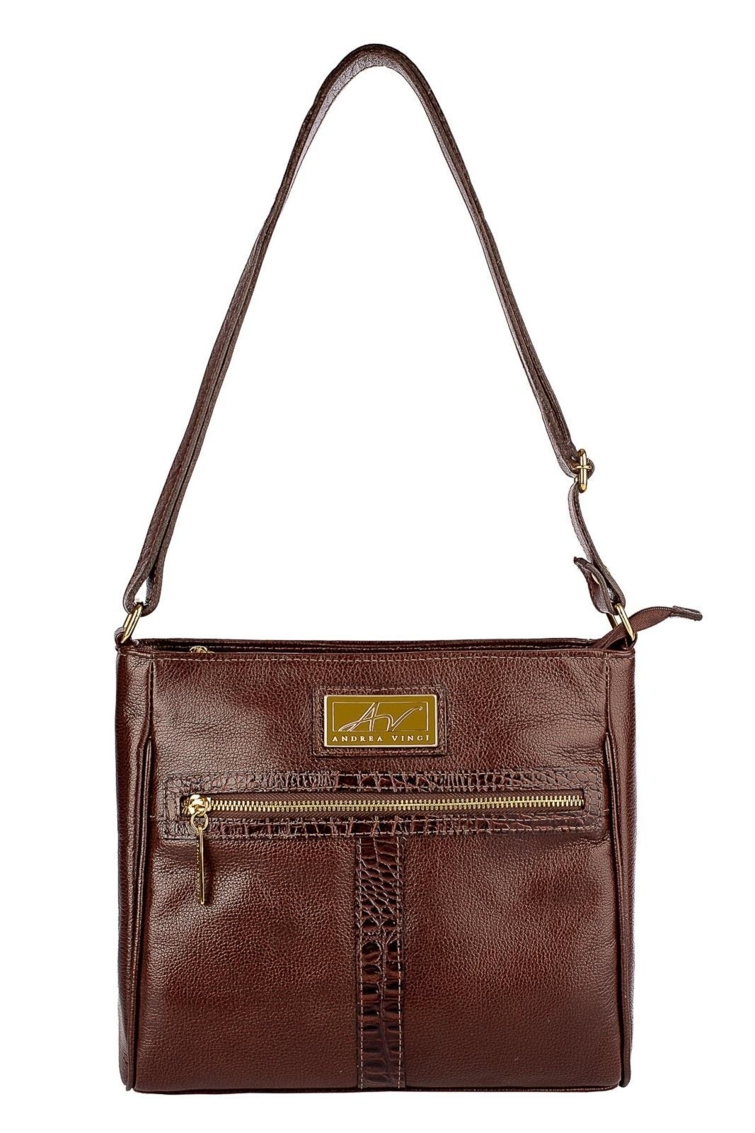 Imagem principal Bolsa tiracolo de couro liso Milena Andrea Vinci marrom