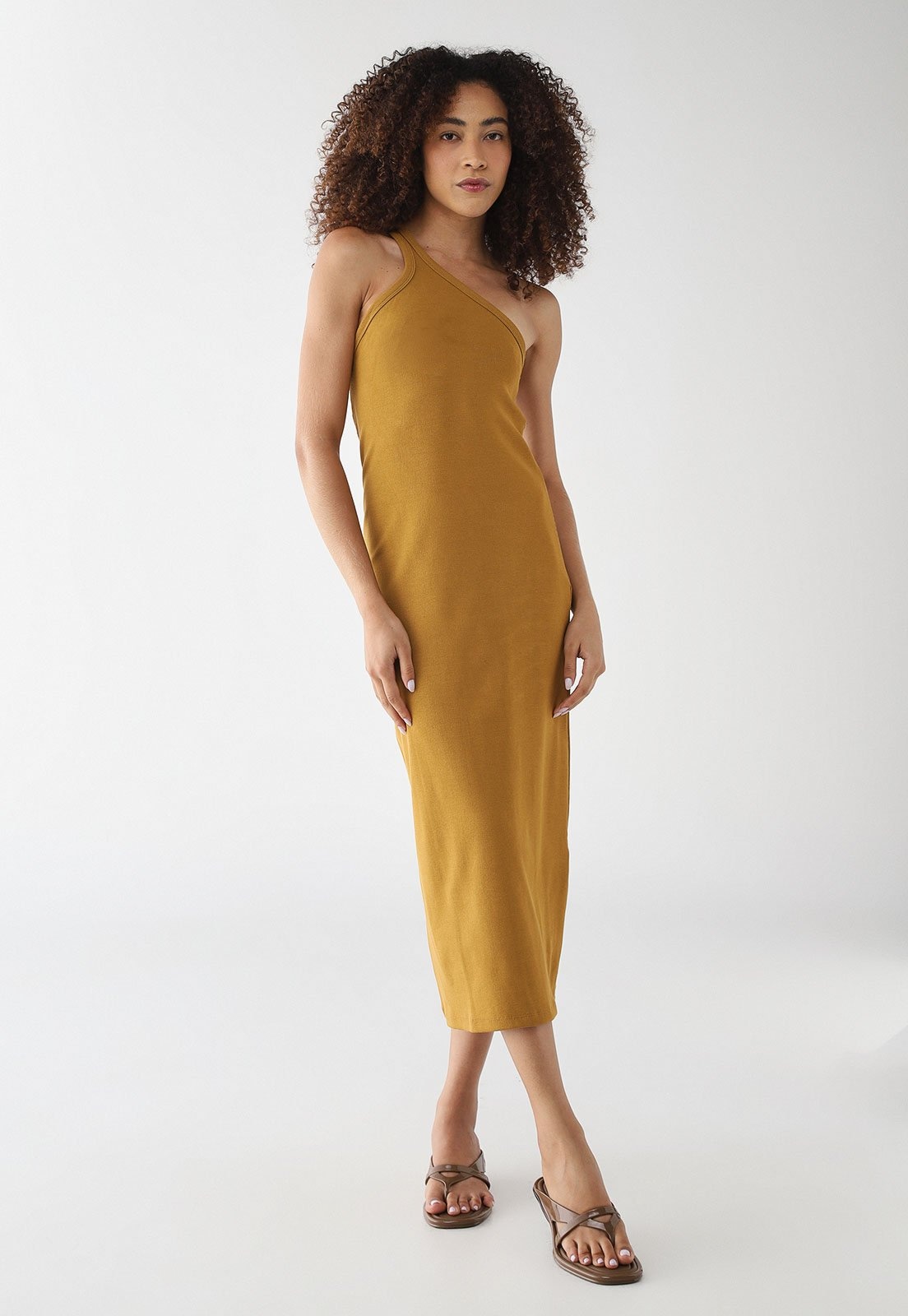 Imagem principal Vestido Feminino Colcci Um Ombro Só Midi Mostarda Colcci amarelo