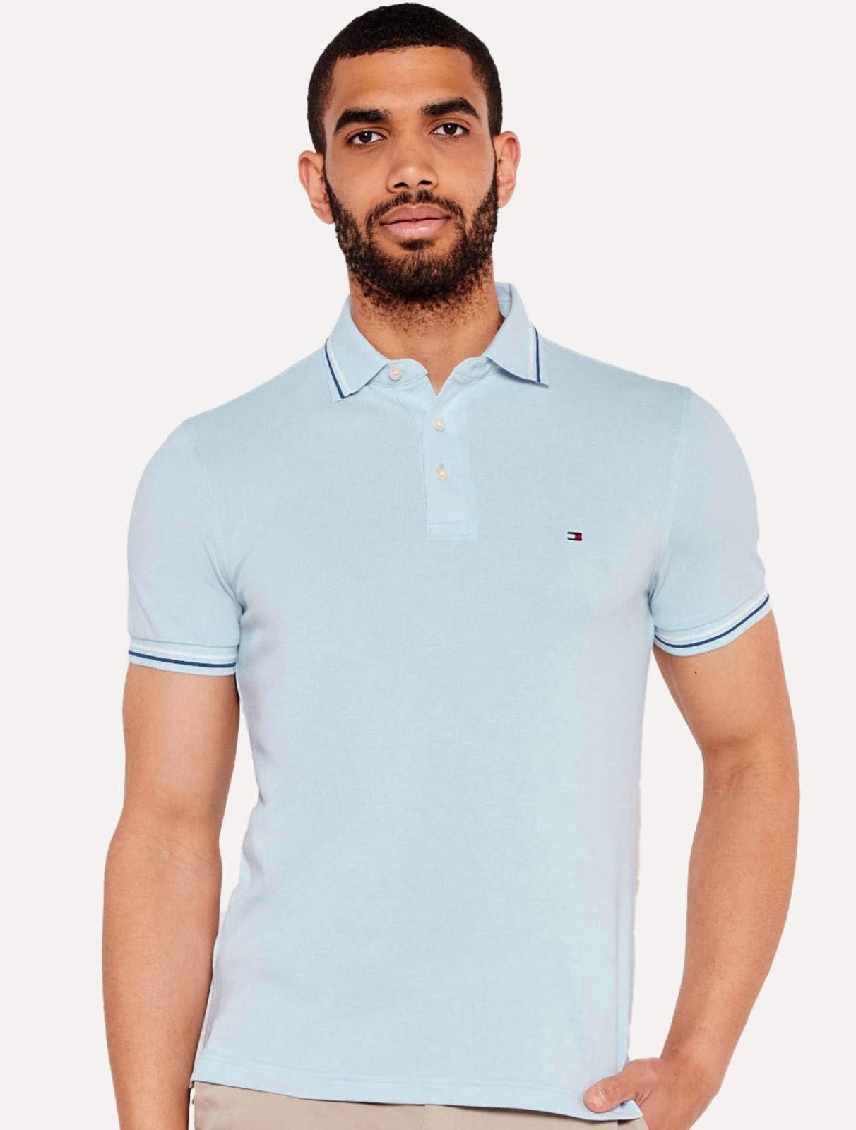 Imagem principal Polo Tommy Hilfiger Masculina Malha Liquid Cotton Seasonal Claro Tommy Hilfiger azul