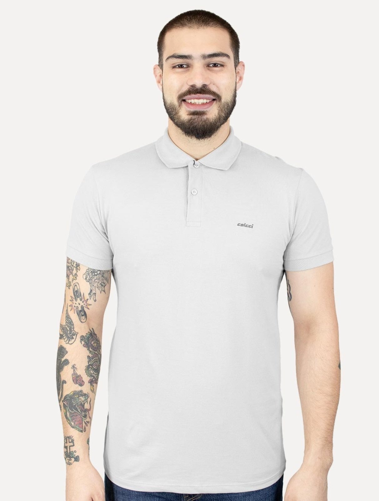 Imagem principal Polo Colcci Masculina Piquet Gray Simple Logo Colcci cinza