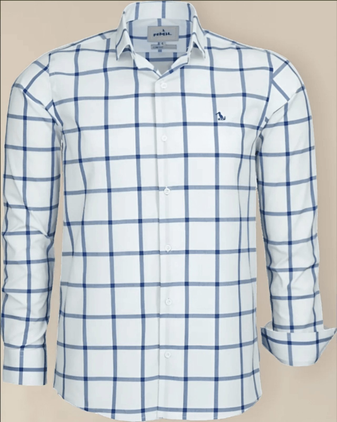 Imagem principal Camisa Casual Amil Com Elastano Xadrez Owen Manga Longa Luxo Cor03 Amil azul/branco