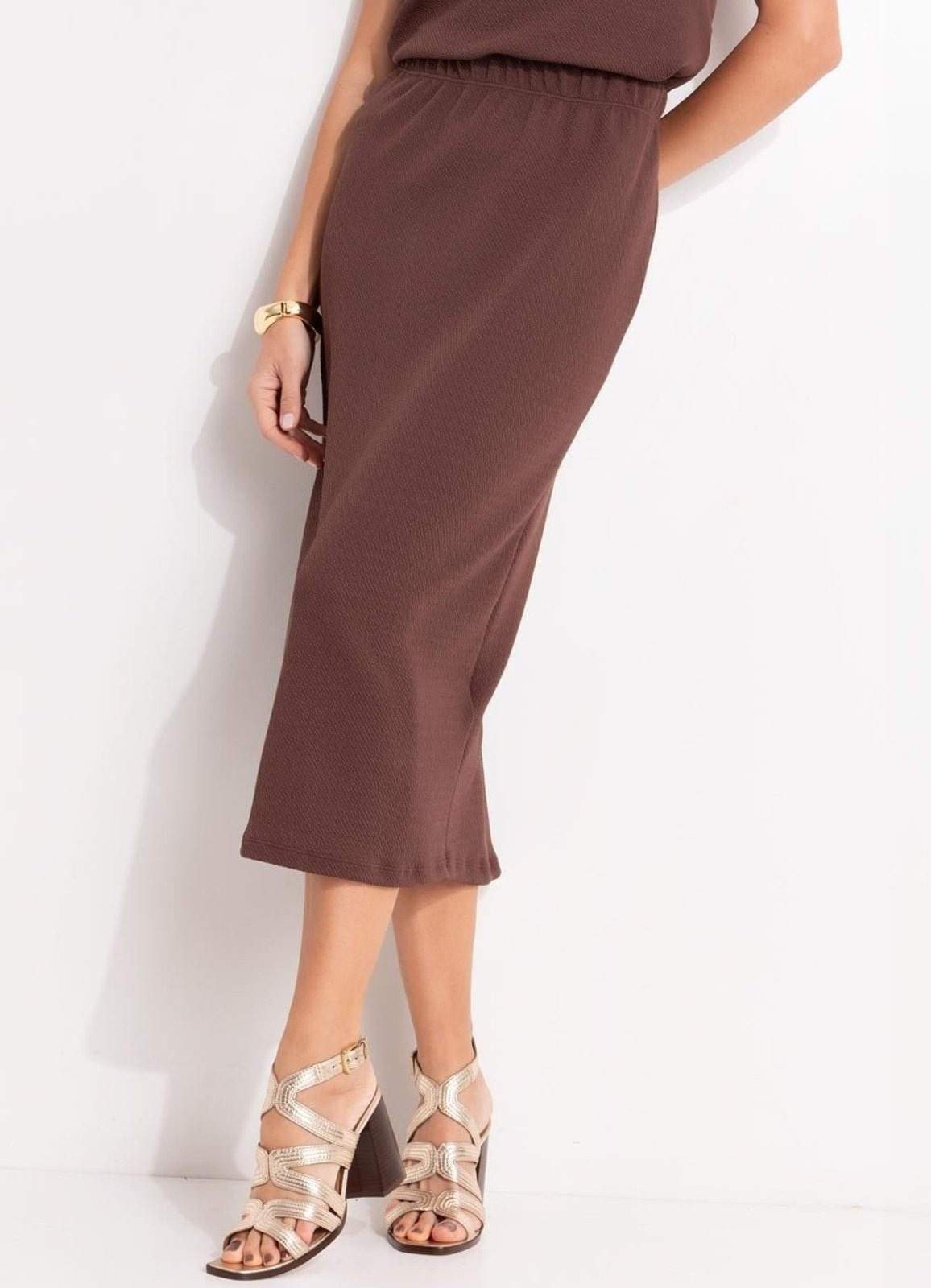 Imagem principal Saia Em Malha Texturizada Quintess marrom