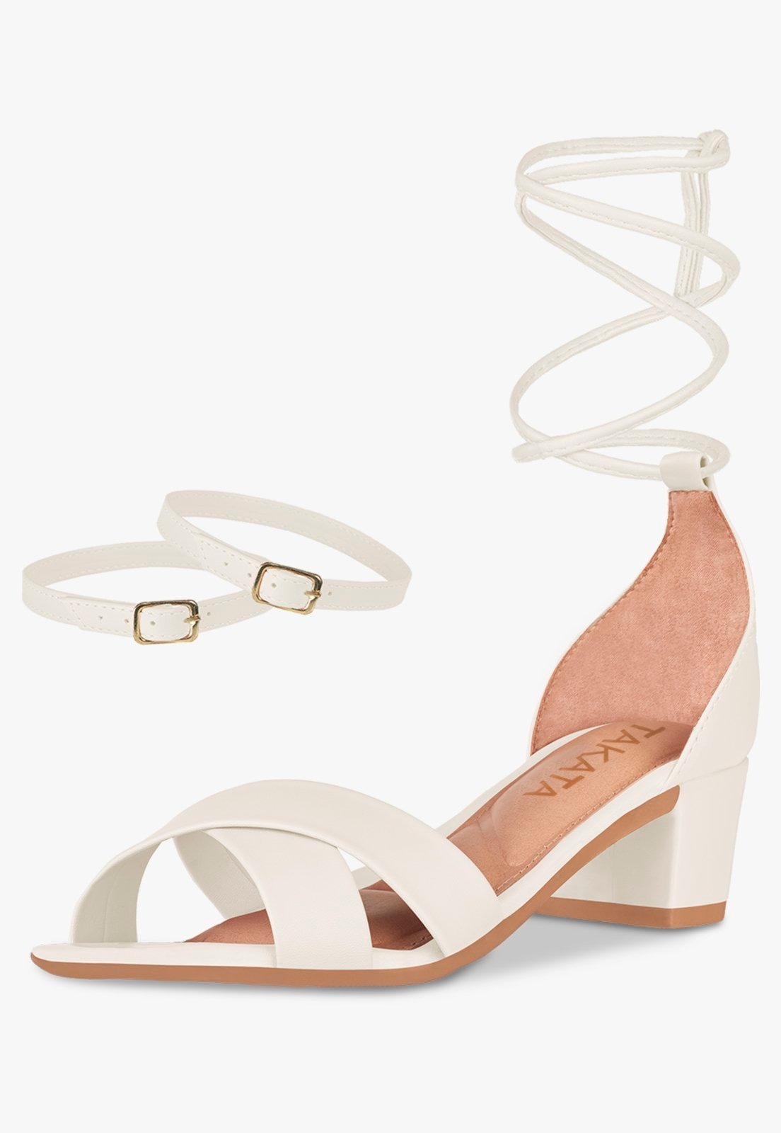 Imagem principal Sandalia Feminina Colorida Salto Baixo Grosso Amarração Off-White TAKATA BY RAFAEL TAKATA off-white white