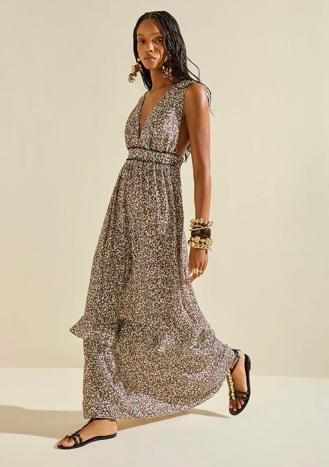 Imagem principal Vestido Morena Rosa Solto Decote V Com Alça Midi Verde Morena Rosa verde rosa