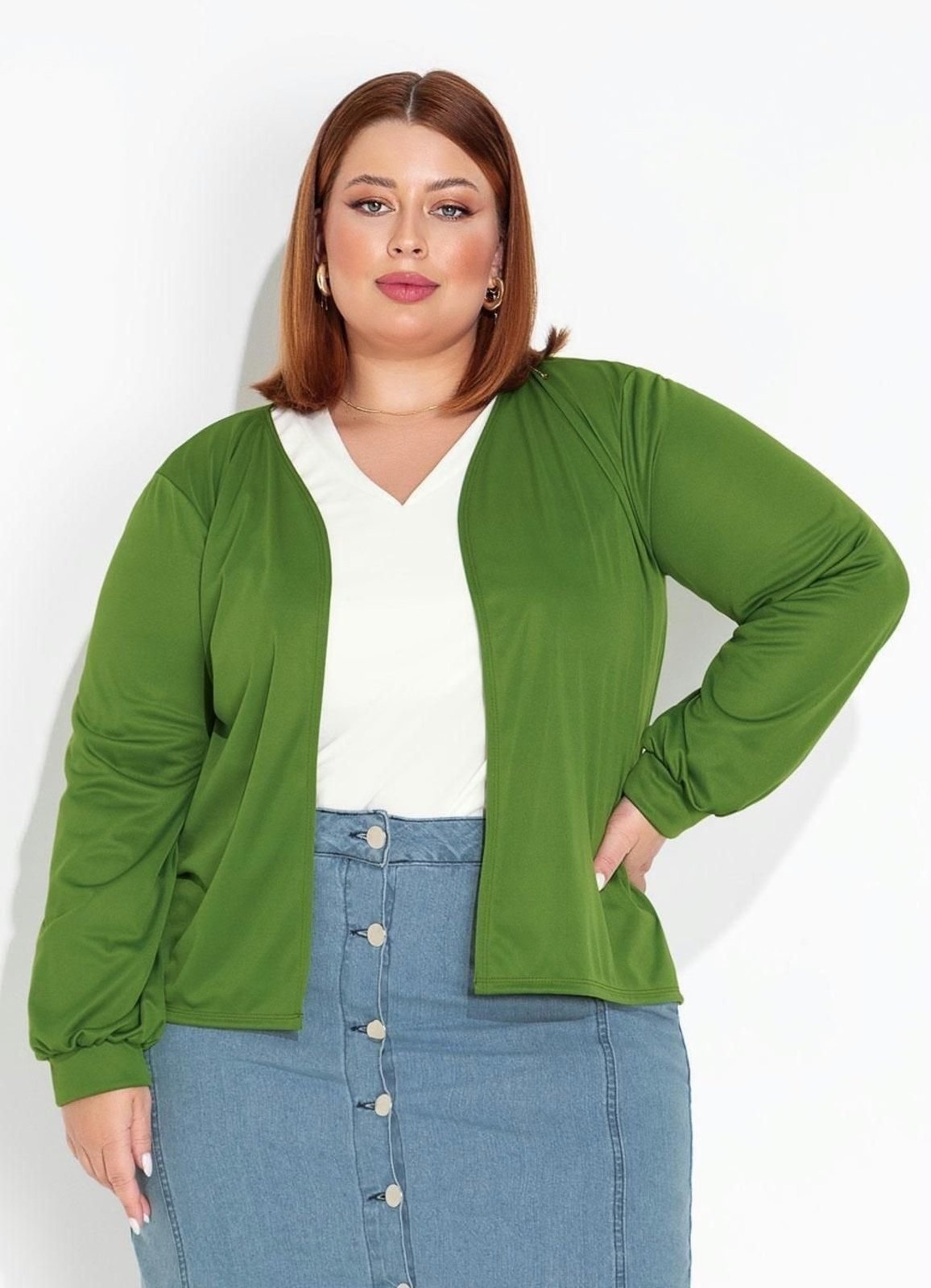Imagem principal Cardigan Alongado Plus Size Marguerite verde