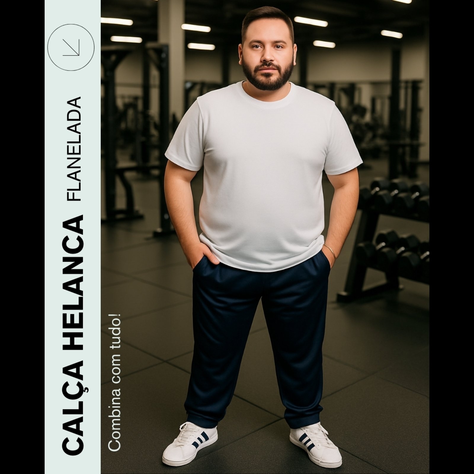 Imagem principal Calça Plus Size Helanca KS Listra Lateral Confortável Esportiva Casual KS azul/azul marinho