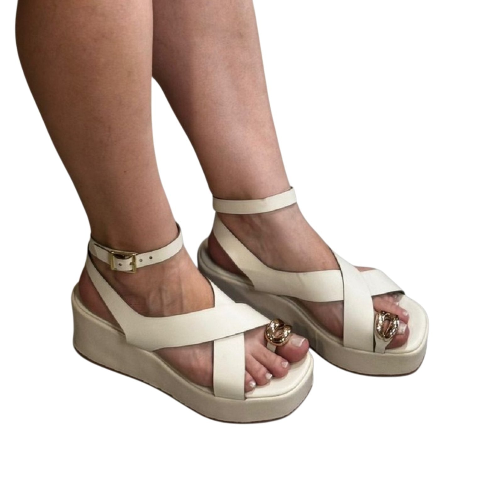 Imagem principal Sandália Anabela com Ribite ABS 611 Rofely Off White Rofely off-white white