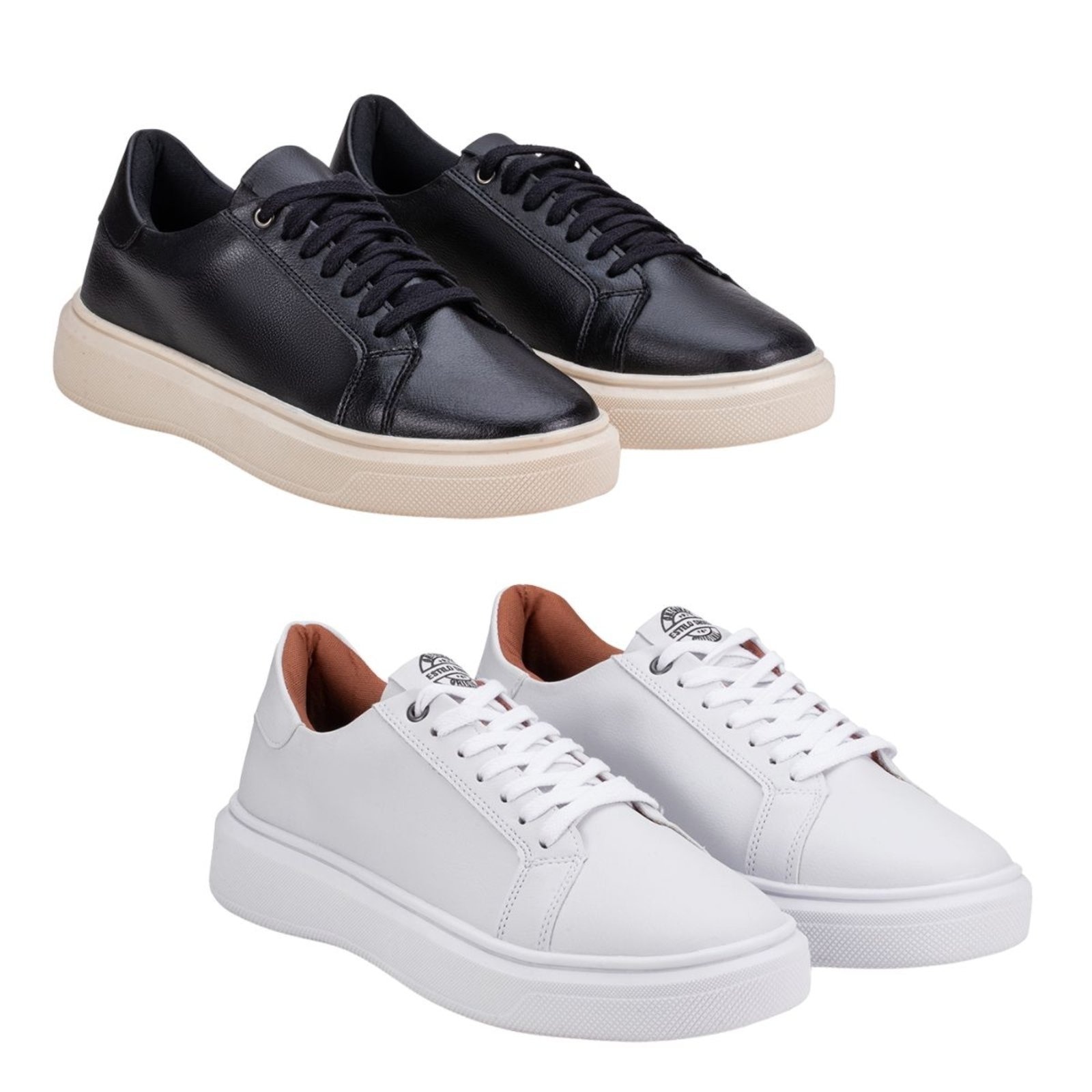 Imagem principal Kit 2 Sapatenis Tenis Casual Masculino + Original Adulto Estilo Shoes branco/preto