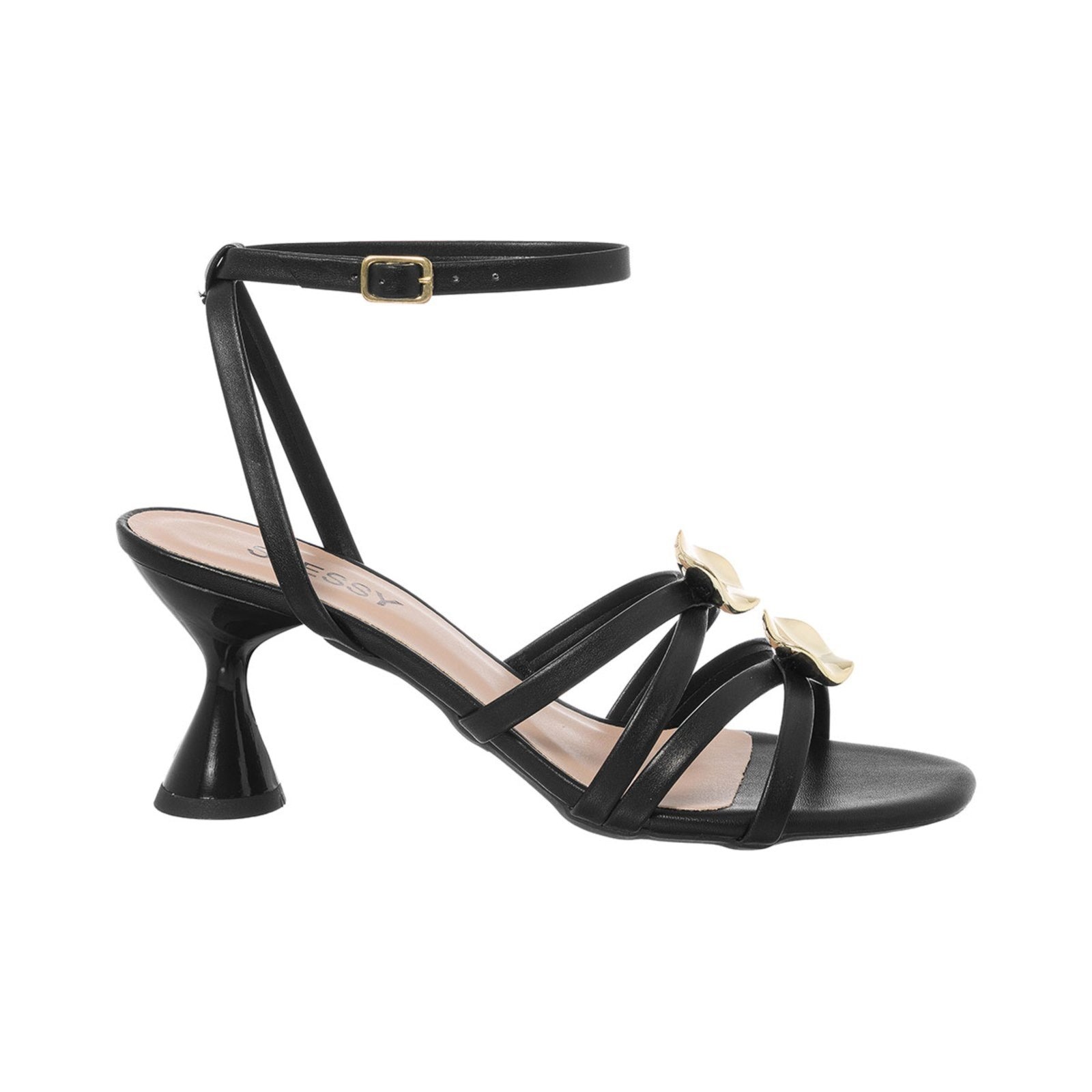 Imagem principal Sandália Feminina Stessy Salto Taça Médio 7cm Orgânico Casual Confortável Preta Stessy Shoes bronze