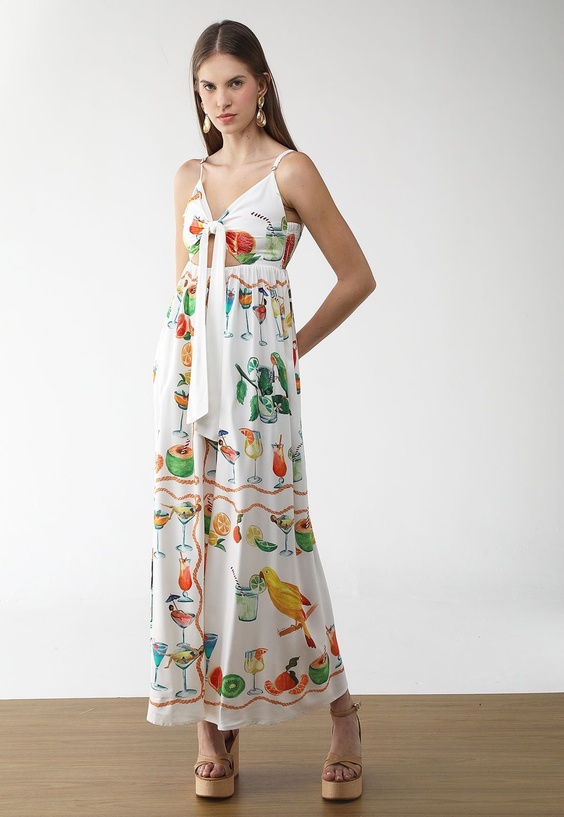 Imagem principal Vestido Feminino Farm Longo Estampa Coquetéis FARM branco