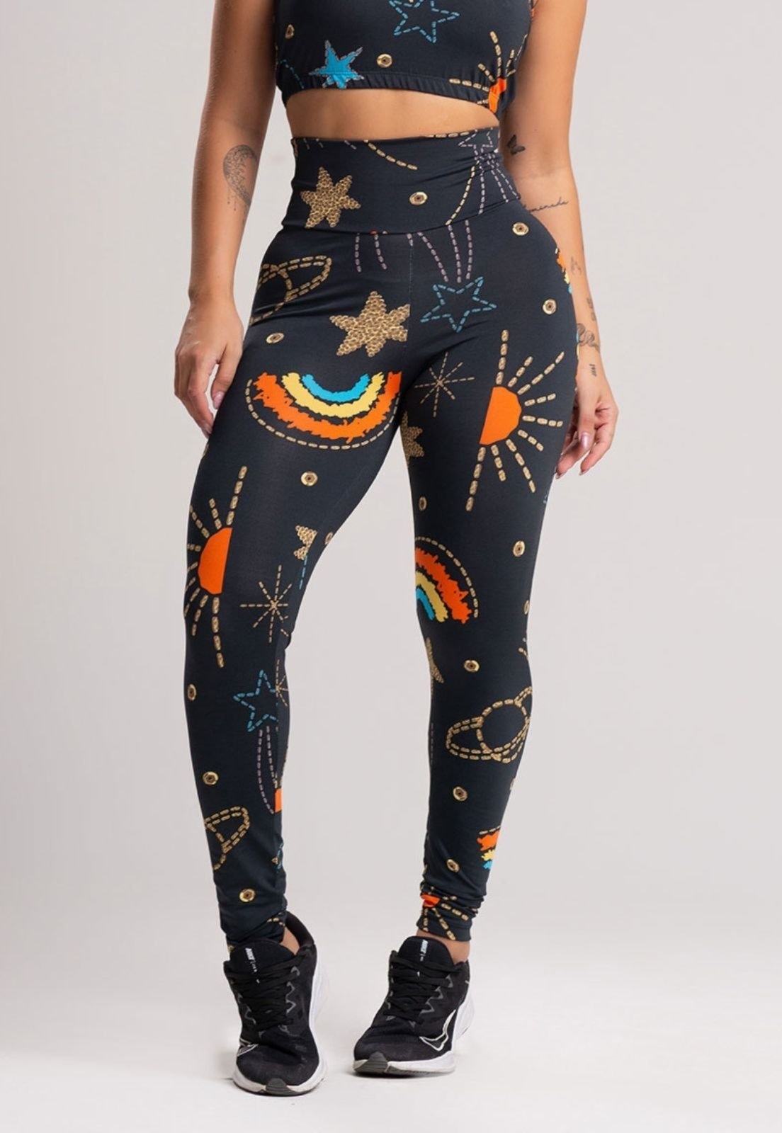 Imagem principal Calça Legging MVB Modas Cintura Alta Cosmic Mvb Modas estampado/marrom/multicolorido/preto