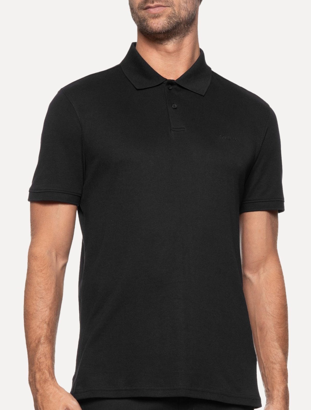 Imagem principal Polo Calvin Klein Masculina Regular Básica Interlock Liquid Touch Preta Calvin Klein preto