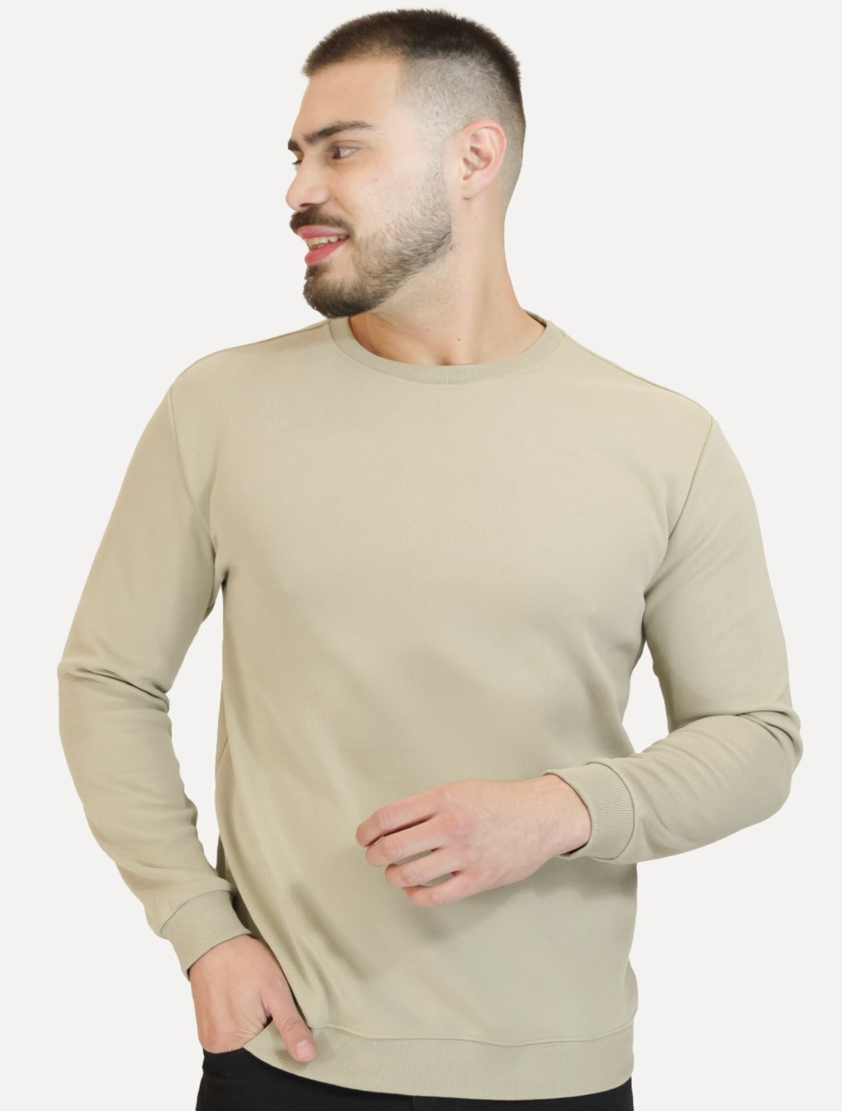 Imagem principal Moletom Dixen Masculino Crewneck Liso Claro Dixen cáqui