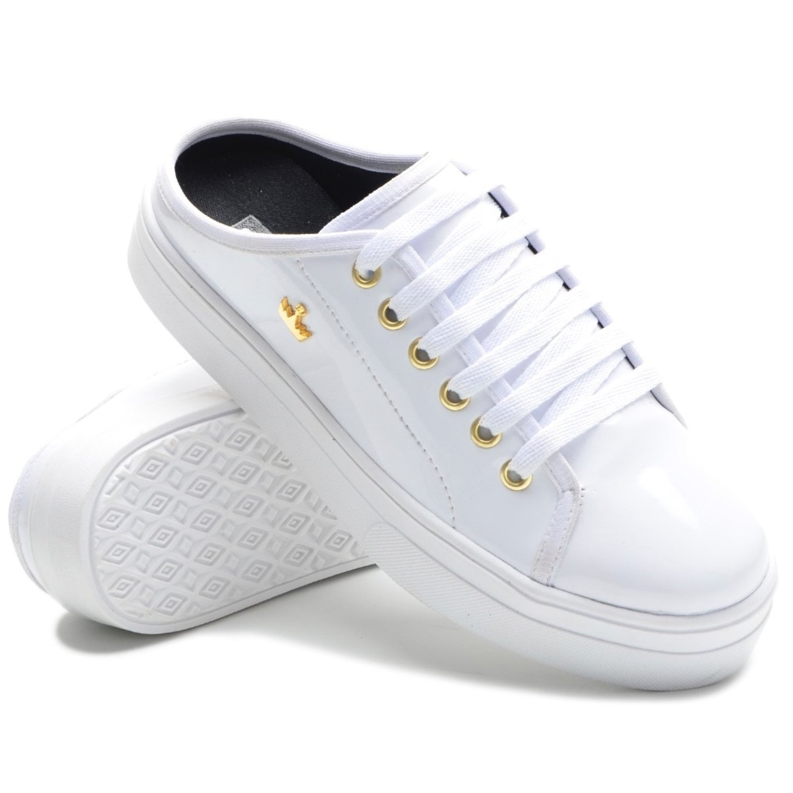 Imagem principal Tênis Mule Casual Feminino Solado Flat Amarração Confortável Prático Versátil super shoes branco