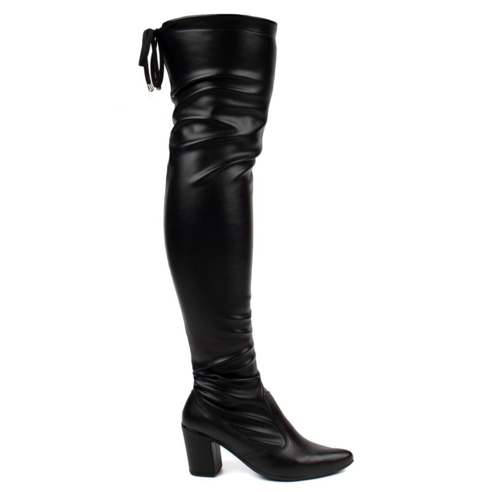 Imagem principal Bota Domidona Over The Knee Stretch Bico Fino Salto Grosso Alto Napa Domidona preto