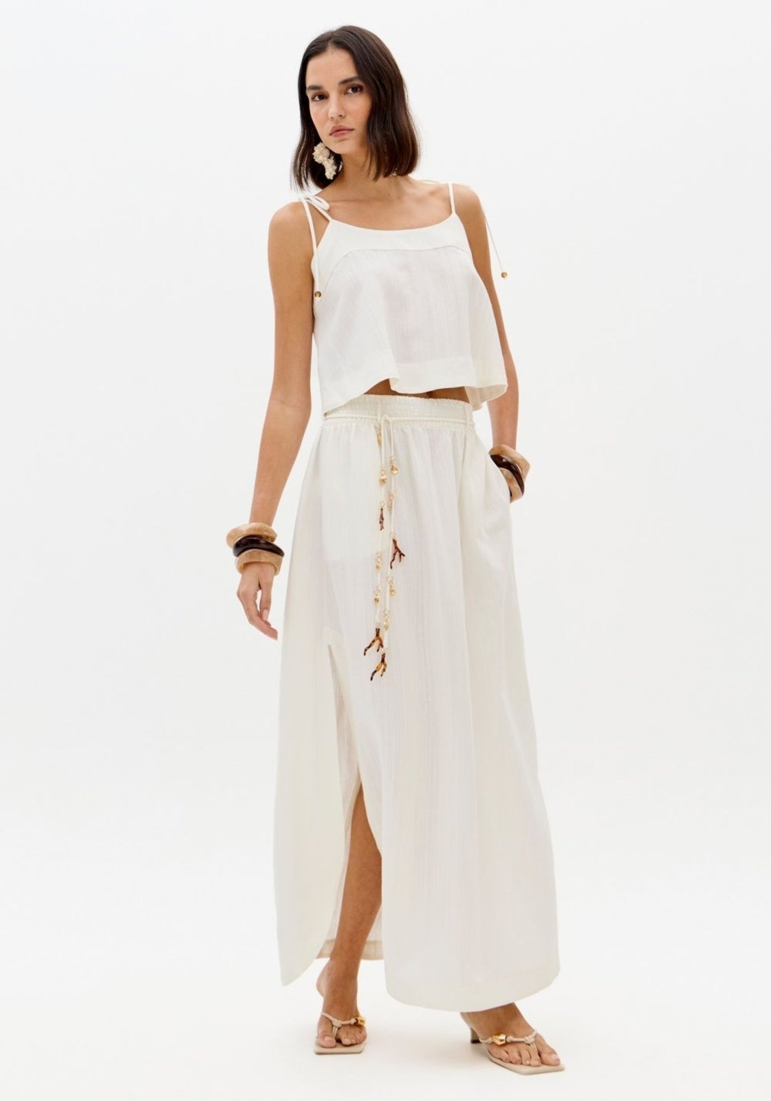 Imagem principal Saia Super Midi Com Linho Lança Perfume branco