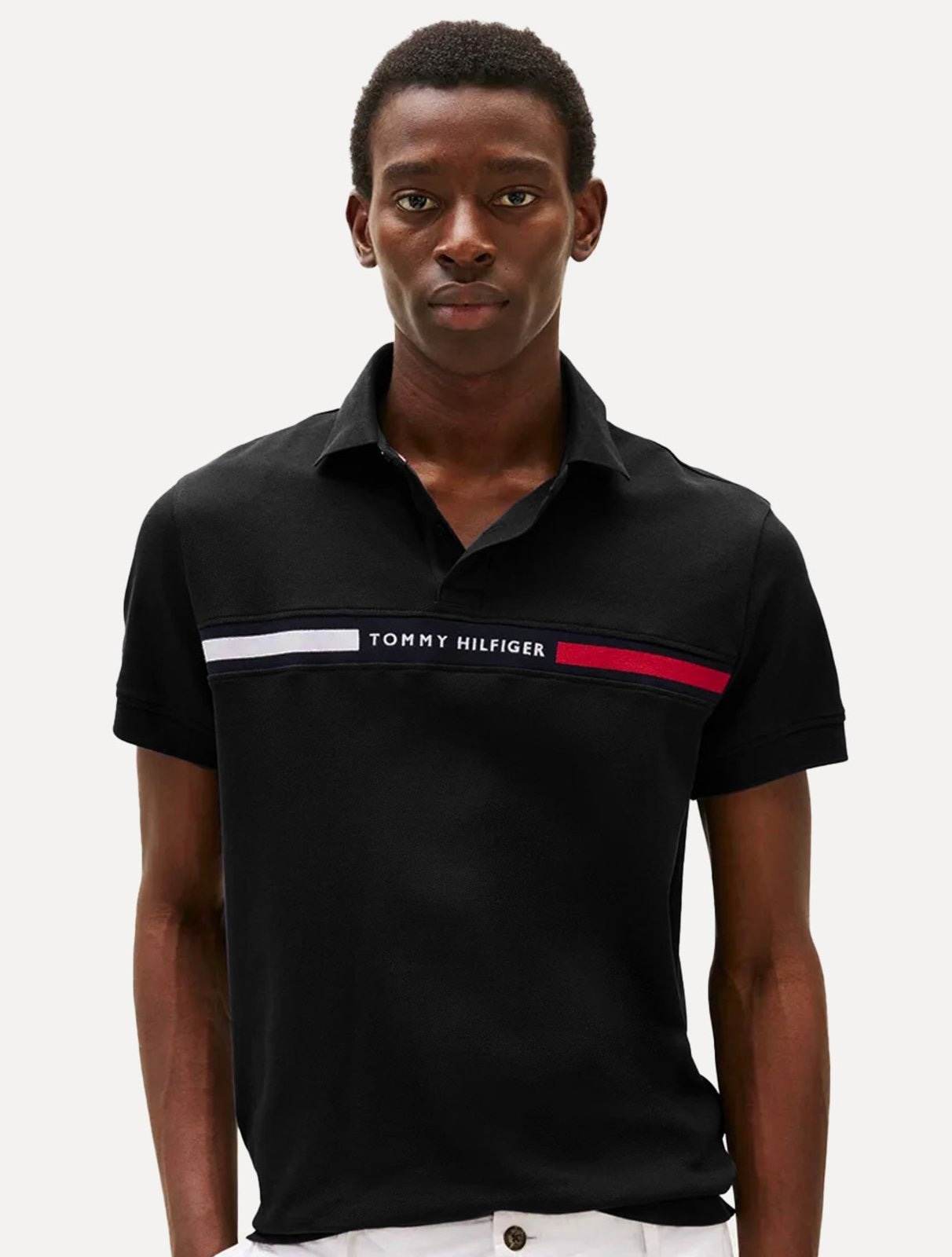 Imagem principal Polo Tommy Hilfiger Masculina Regular Chest Insert Logo Preta Tommy Hilfiger preto