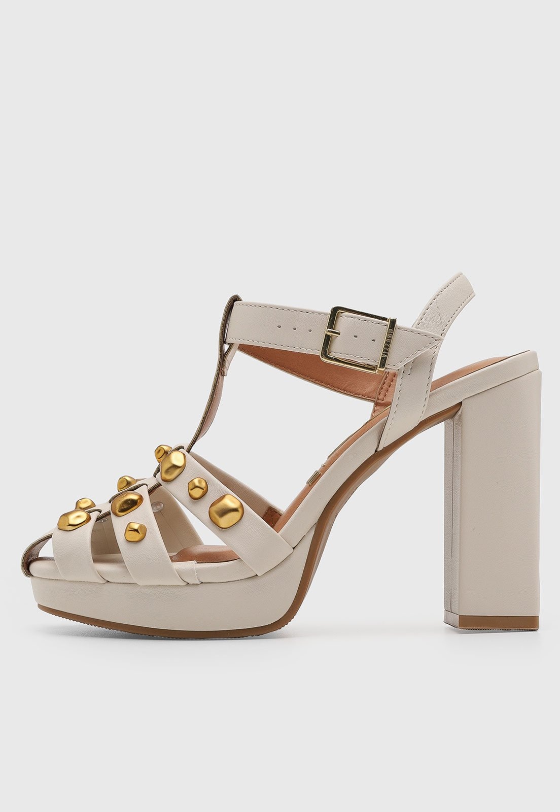 Imagem principal Sandália Feminina Vizzano Salto Bloco Tachas Off-White VIZZANO off-white white