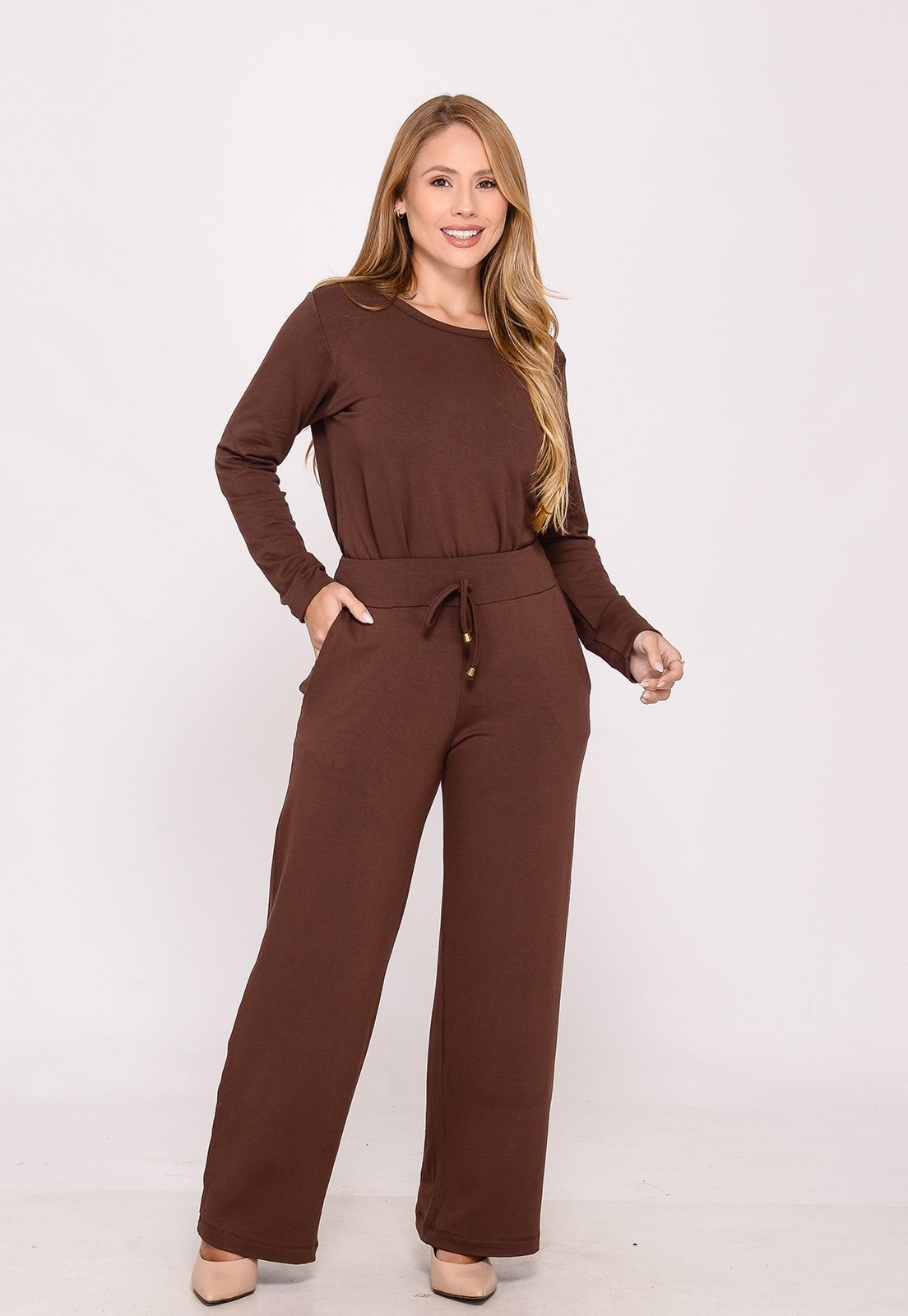 Imagem principal Conjunto Calça e Blusa de Moletinho BBonnie Milena BBonnie marrom