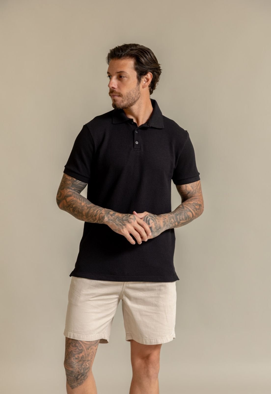 Imagem principal Camisa Polo Tricot Masculina com Elastano Color Dialogo Dialogo Jeans preto