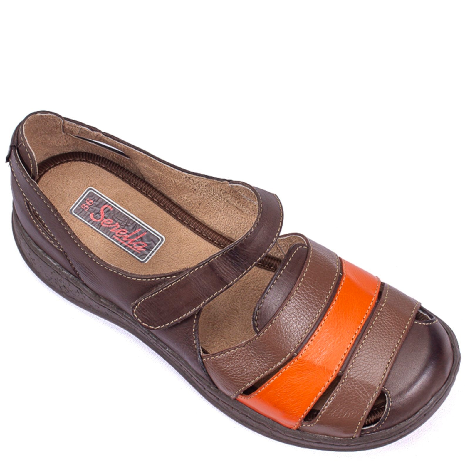 Imagem principal Sandália Baixa Conforto Serella Retrô 7073 Café/Capuccino/Laranja Serella marrom