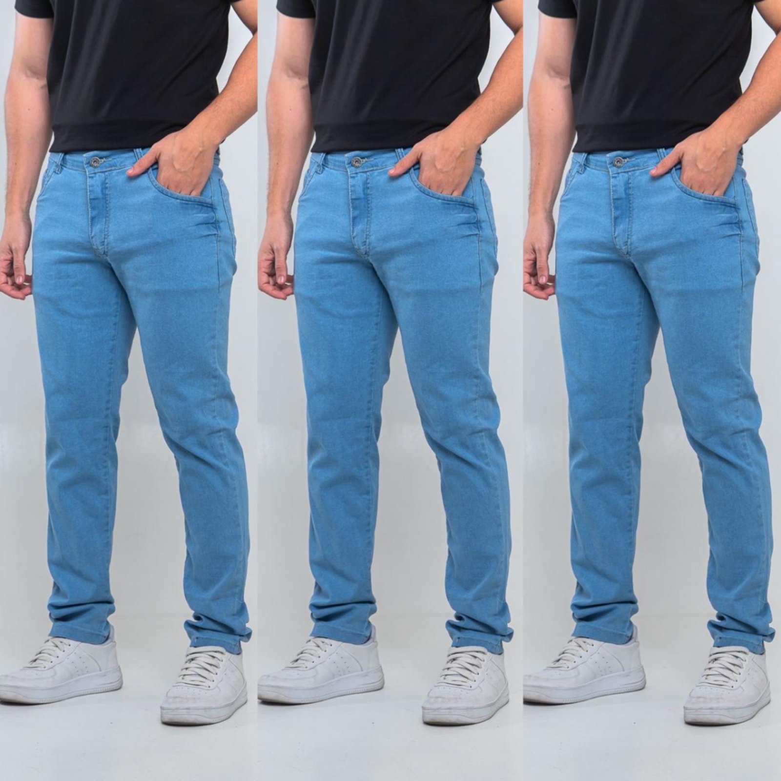 Imagem principal Kit 3 Calças Delave Masculina Tempo Habil Confortavel e Casual 5 Estilo azul/jeans