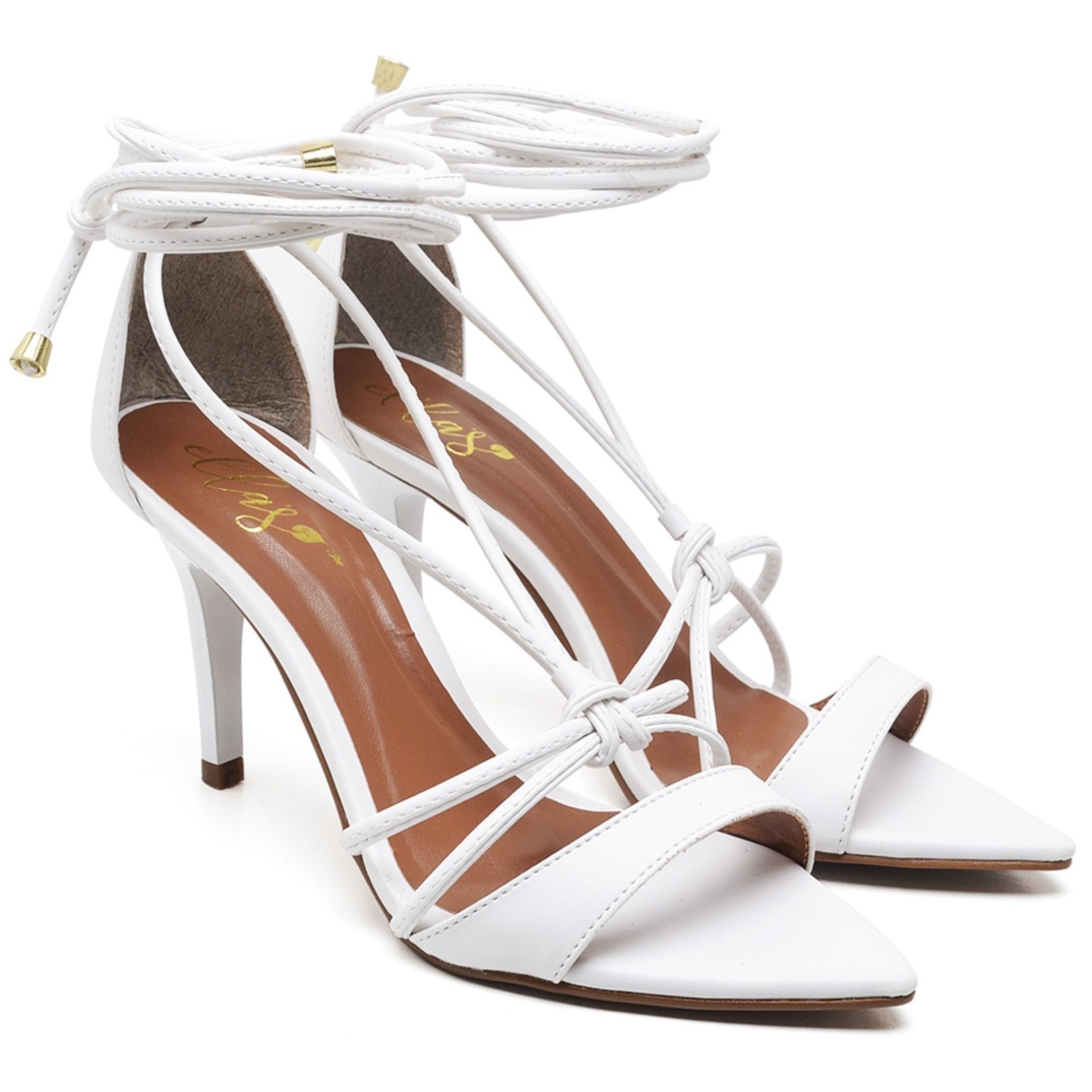 Imagem principal Sandália Salto Médio Bico Folha Napa Ella's ZAFREM branco