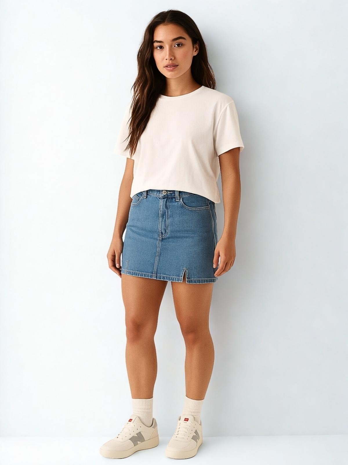 Imagem principal Mini Saia Feminina Juvenil Crawling c/ Fenda Lavagem clara Crawling jeans