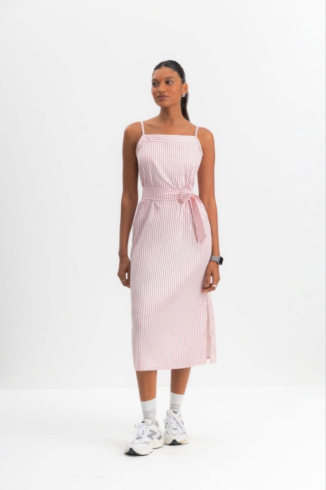 Imagem principal Vestido Midi Feminino Listrado Essendi Médio Essendi vermelho