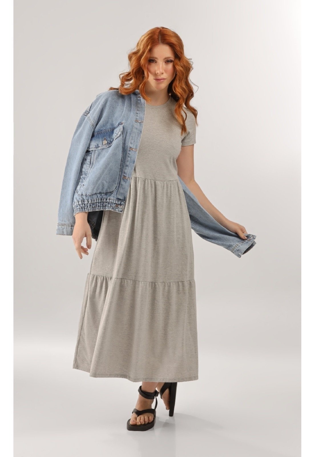 Imagem principal Vestido Marias Longo em Algodão Just Basic JUST BASIC cinza