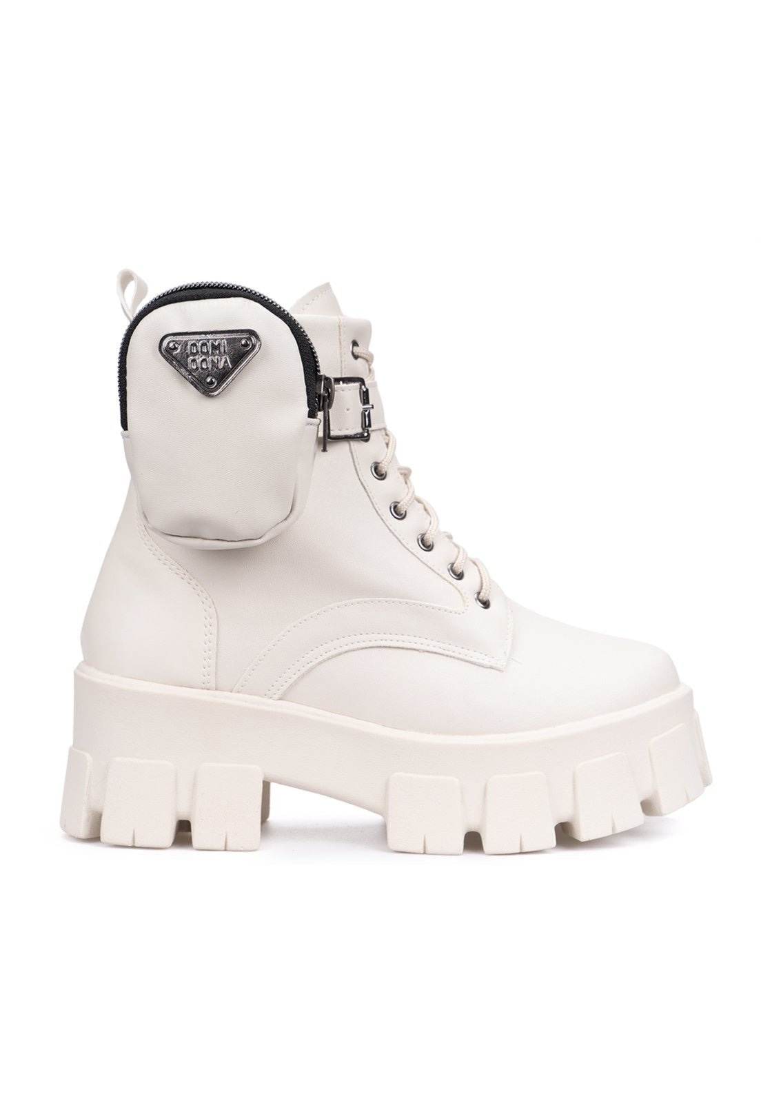 Imagem principal Coturno Com Bolsinha Domidona Feminino Tratorado Plataforma Off White Domidona off-white white