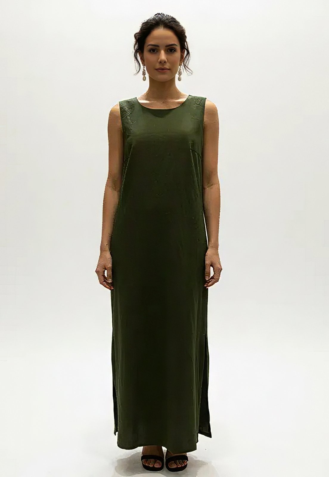 Imagem principal Vestido Cabanafree Longo Linho com Viscose com Bolso Cabanafree verde