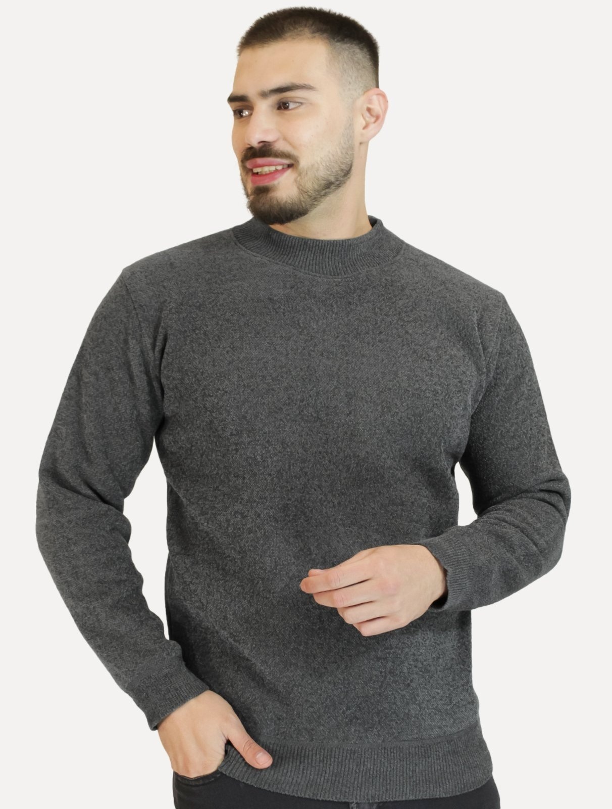 Imagem principal Suéter Dixen Masculino Slim Gola Média Mescla Dixen grafite