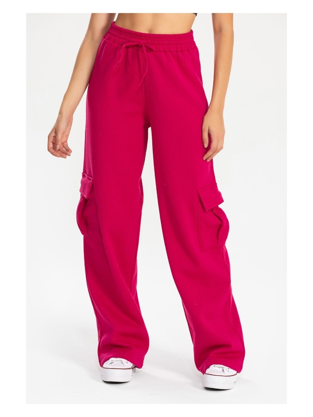 Imagem principal Calça Moletom Reta Cargo Feminina com Avesso Peluciado Rosa Pink Meu Jeans pink rosa